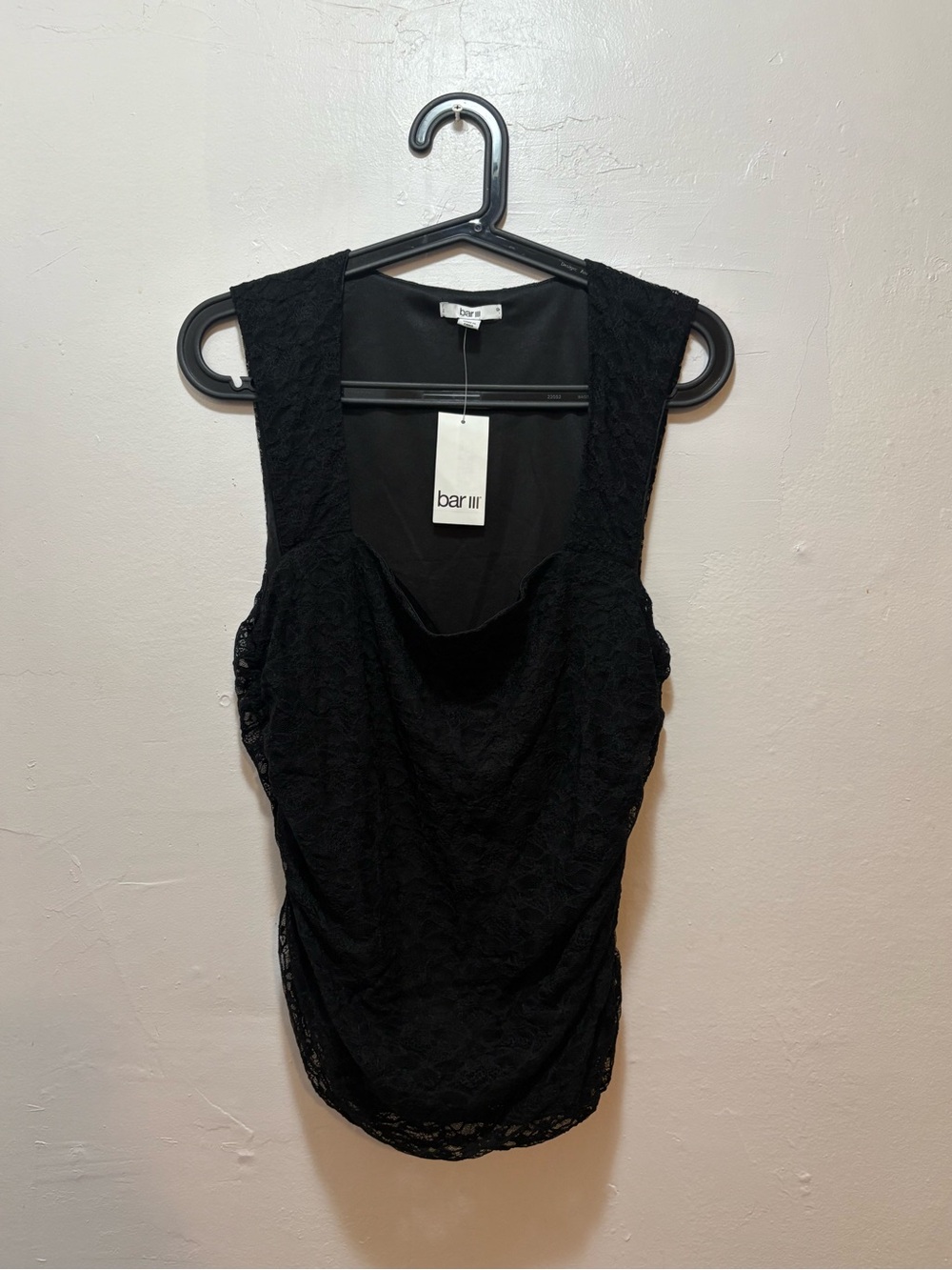 Bar III Black Lace Scoop Neck Tank